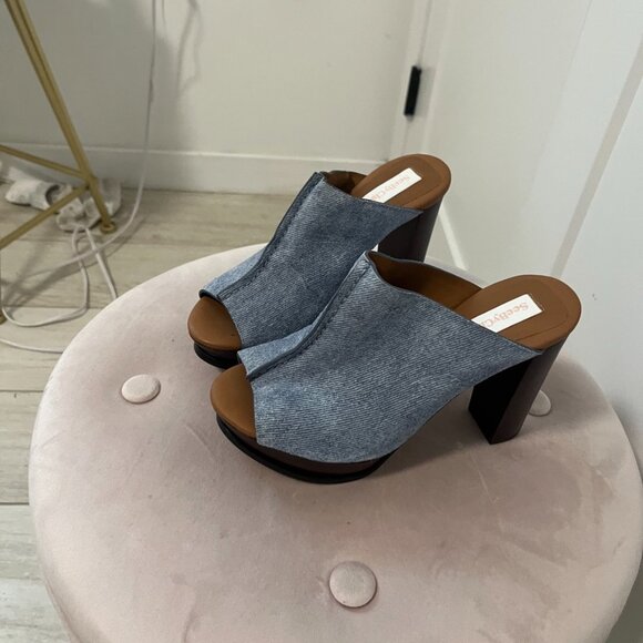 See By Chloe Blue Denim Clog Heels Size 35 - Picture 2 of 6